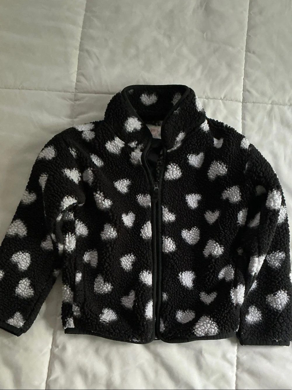 jumping beans Black and White Heart Sherpa Puffer Jacket